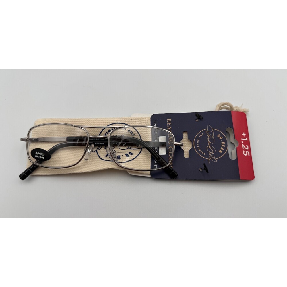 ICU Eyewear Dr. Dean Edell Reading Glasses 1.25 Magnification Silver Black Frame